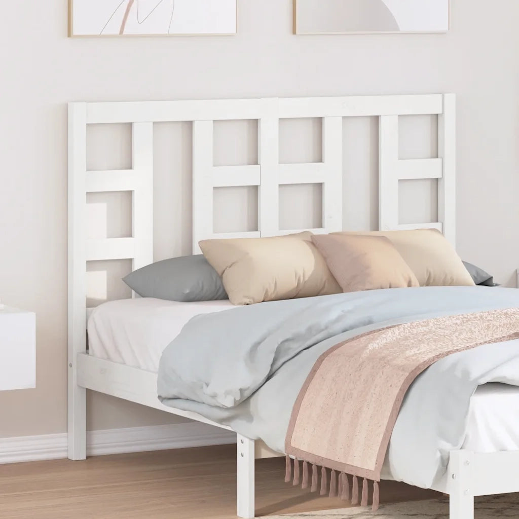 Testiera per Letto-Testata-Testiera Decorativa Bianca 126x4x100cm in Legno Massello di Pino 803833