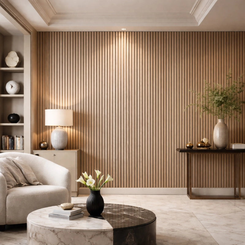 Pannello decorativo murale effetto legno rovere a listelli set 10 pezzi 120x30 per rivestimento interni - Divina Home