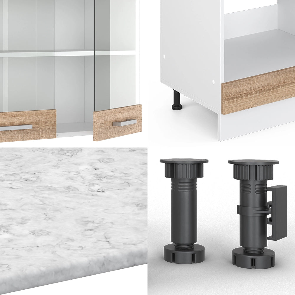 Vicco Cucina angolare completa Sonoma 227 x 287 cm senza piano di lavoro