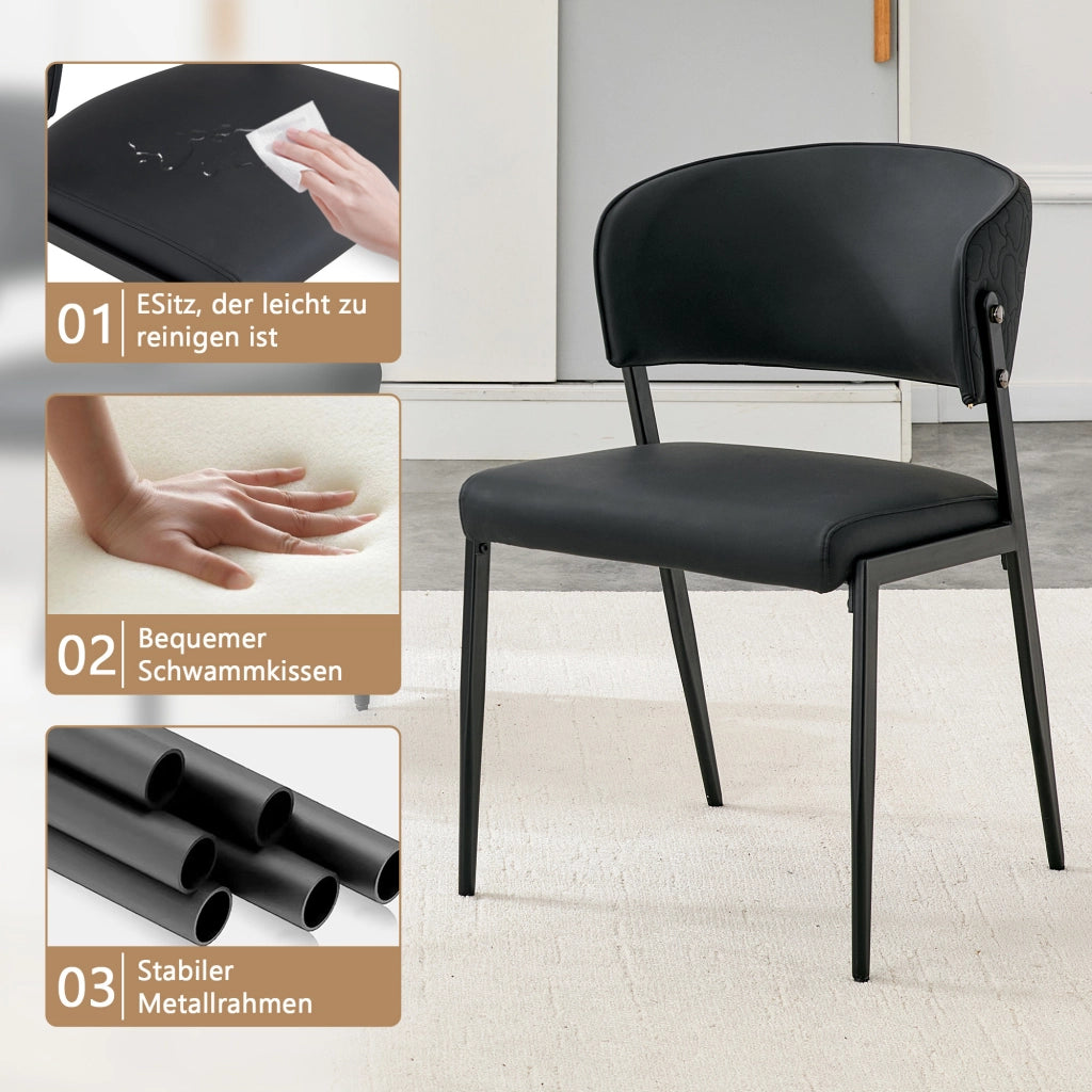 SEDIA Da pranzo moderna in PU con struttura in metallo, 78 cm