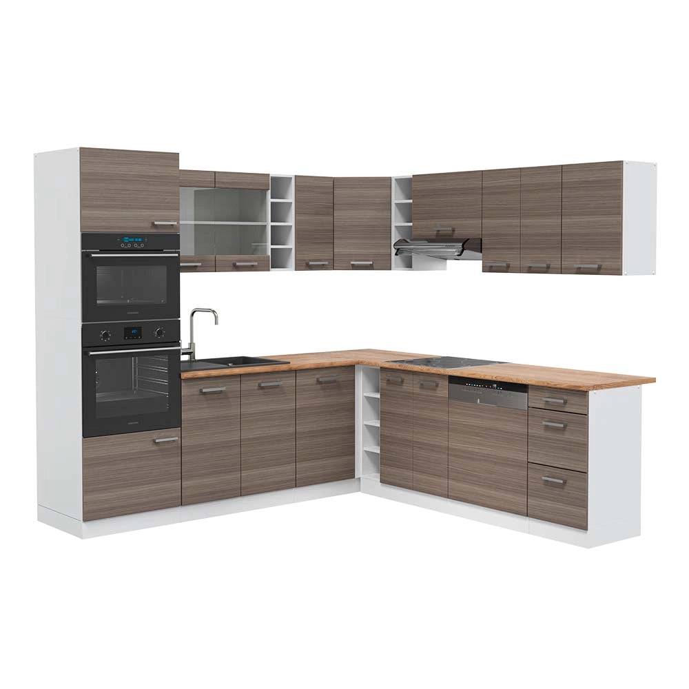 Vicco Cucina angolare completa Grigio prezioso/bianco 237 x 247 cm , PL Rovere