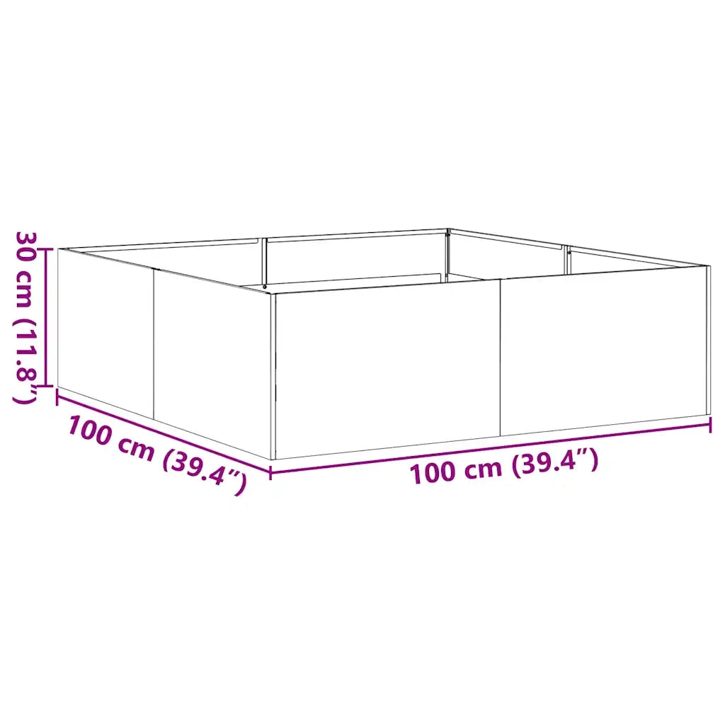 Fioriera Antracite 100x100x30 cm in Acciaio 860810