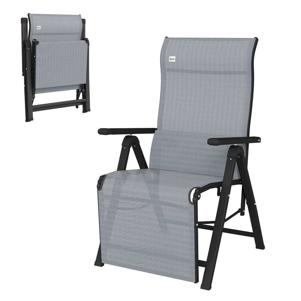 Sedia Reclinabile Pieghevole da Giardino con Cuscino Lomboare ¨C zephmum ¨C Grigio 70x65x111 cm