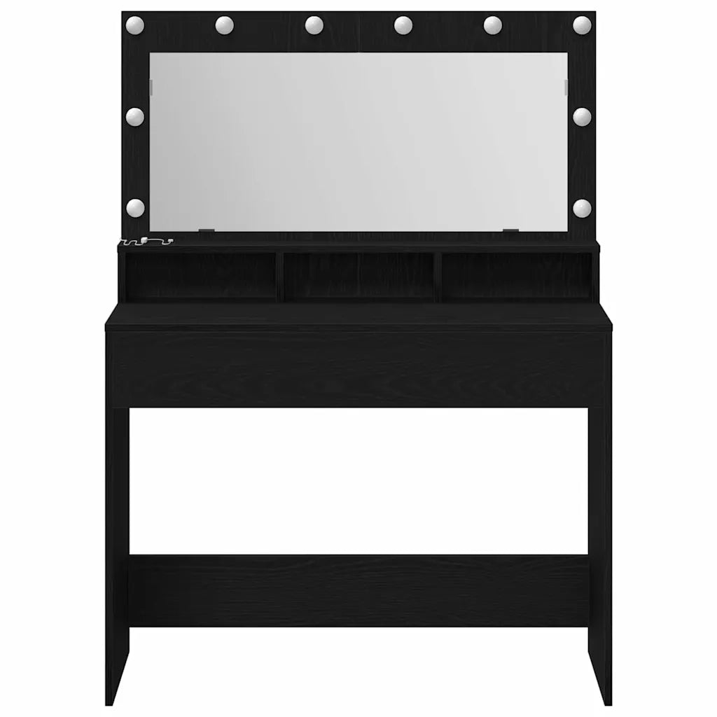 Toeletta | Tavolo da Trucco con lo scaffale Rovere Nero 100 x 41 x 135 cm