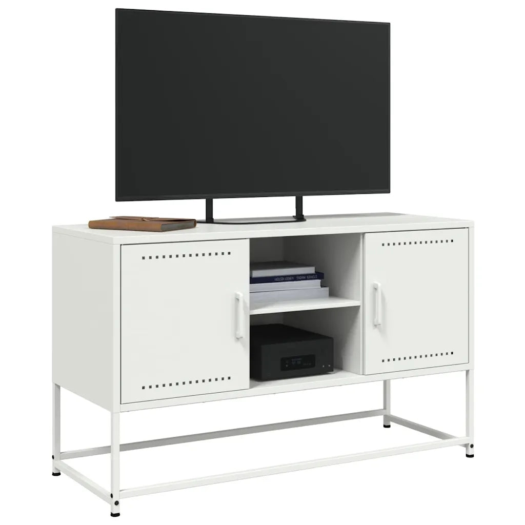 Mobile TV Bianco 100,5x39x60,5 cm in Acciaio