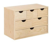 CASSETTIERA 6 CASSETTI MINI IN PINO NATURALE CM.40X20X28H