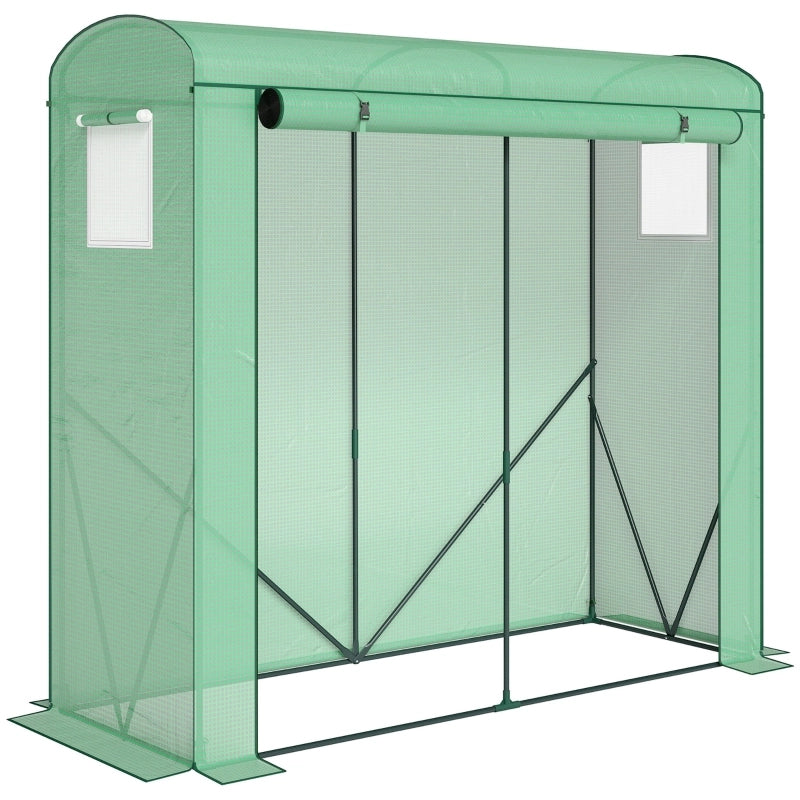 Serra con finestre a rete e porta avvolgibile, serra in alluminio realizzata in acciaio 200 x 75 x 188 cm Verde