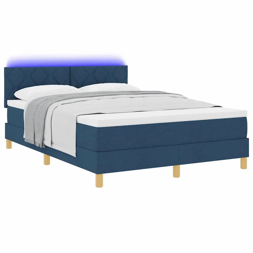 Letto a Sorgente LED con materasso Blu 160 x 200 cm Tessuto 3342533