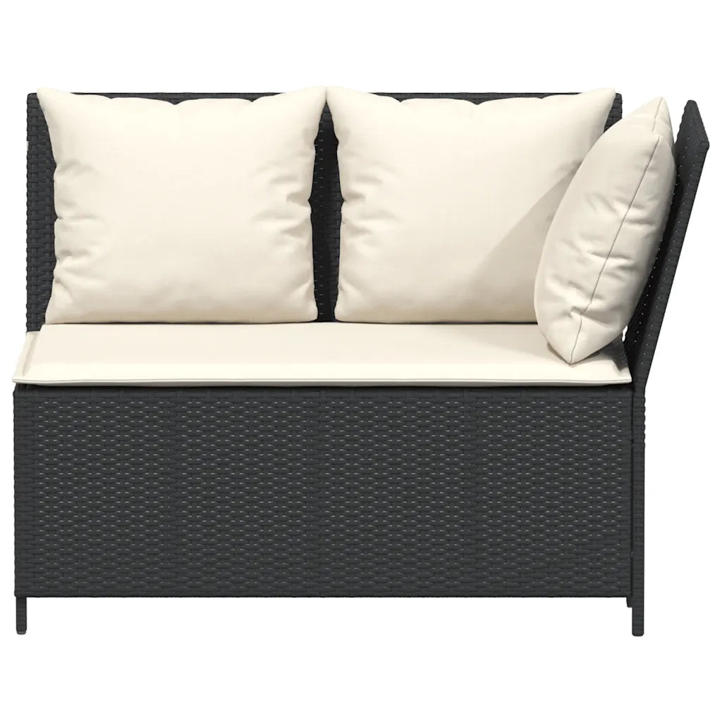 Set Divani da Giardino 3 pz | Set Salotto da Giardino con Cuscini in Polyrattan Nero