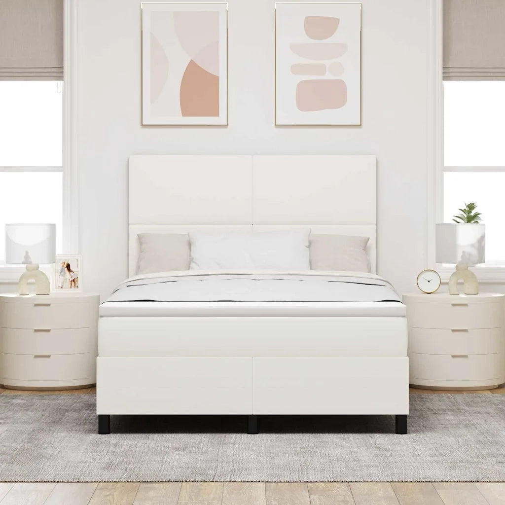 Letto a Sorgente LED con testiera Crema e Bianco 160 x 200 cm 3337653