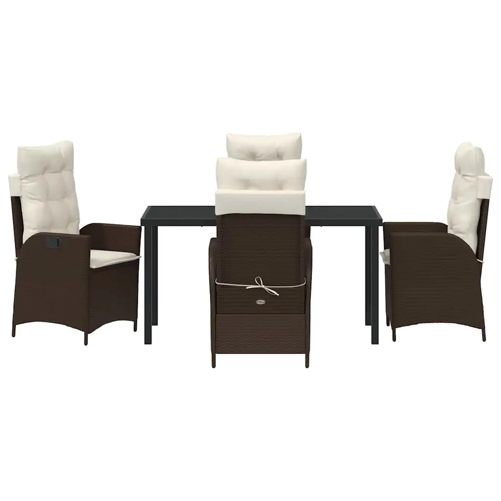 Set da Pranzo per Giardino con cuscino 5 pcs Marrone polyrattan 3380493