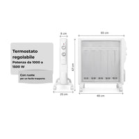 Radiatore Elettrico Giulietta 1000-1500 W IP24 con Pannello in Mica Bianco