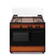 Nikkei sn490bg cucina 90x60 cm, forno a gas, coperchio in vetro, marrone sfumato