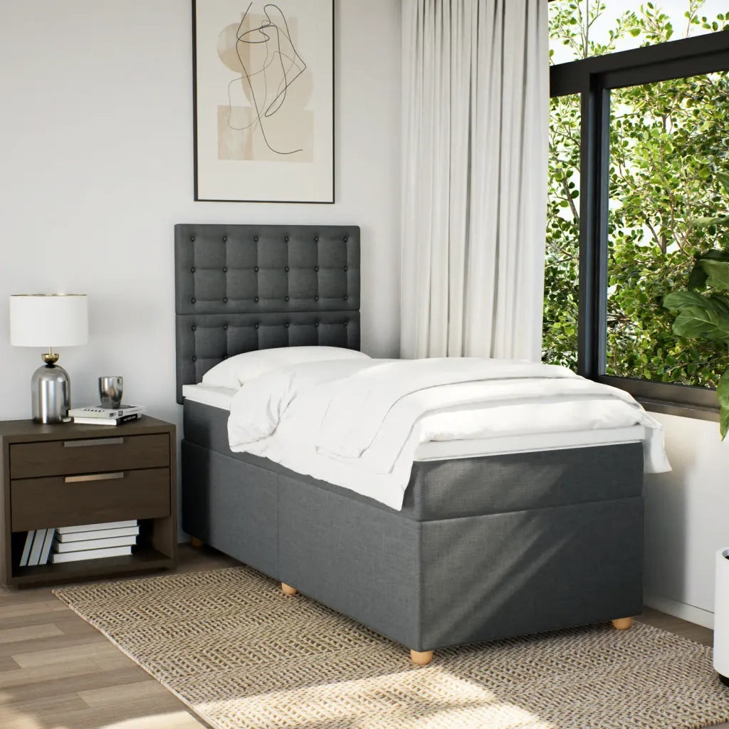 vidaXL Giroletto a Molle con Materasso Grigio Scuro 90x190 cm Tessuto