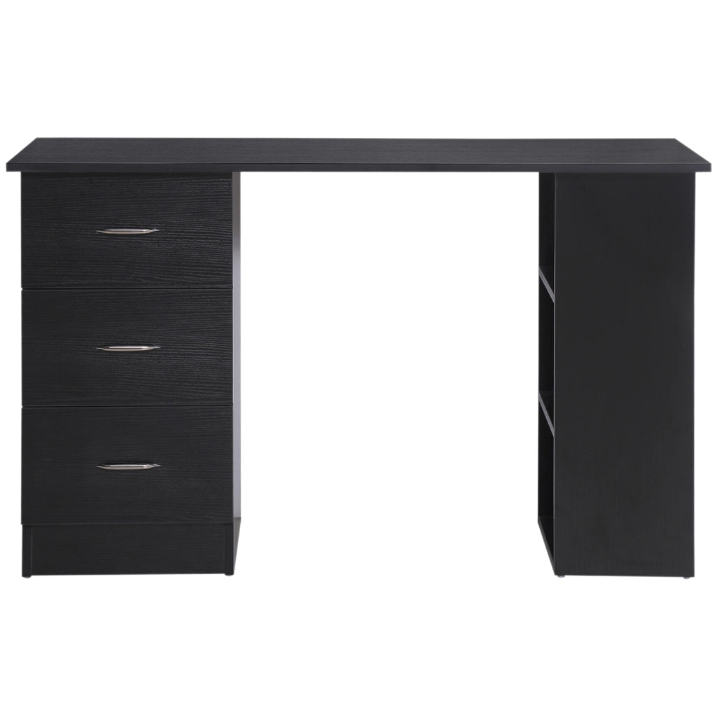 Scrivania PC con Ripiani e Cassetti ¨C zephmum ¨C Legno MDF, Nera, 120x49x72 cm