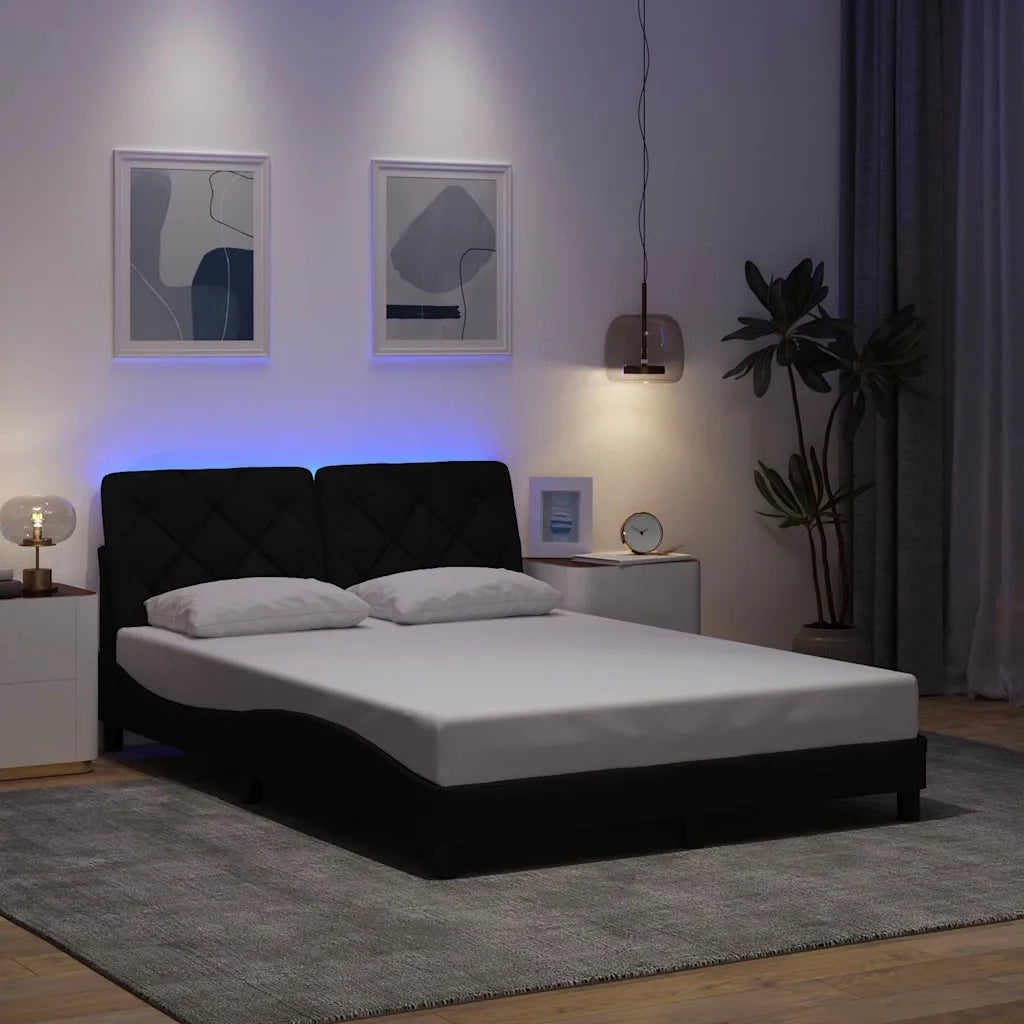 Giroletto con LED senza Materasso Nero 120x200 cm Tessuto 3310659