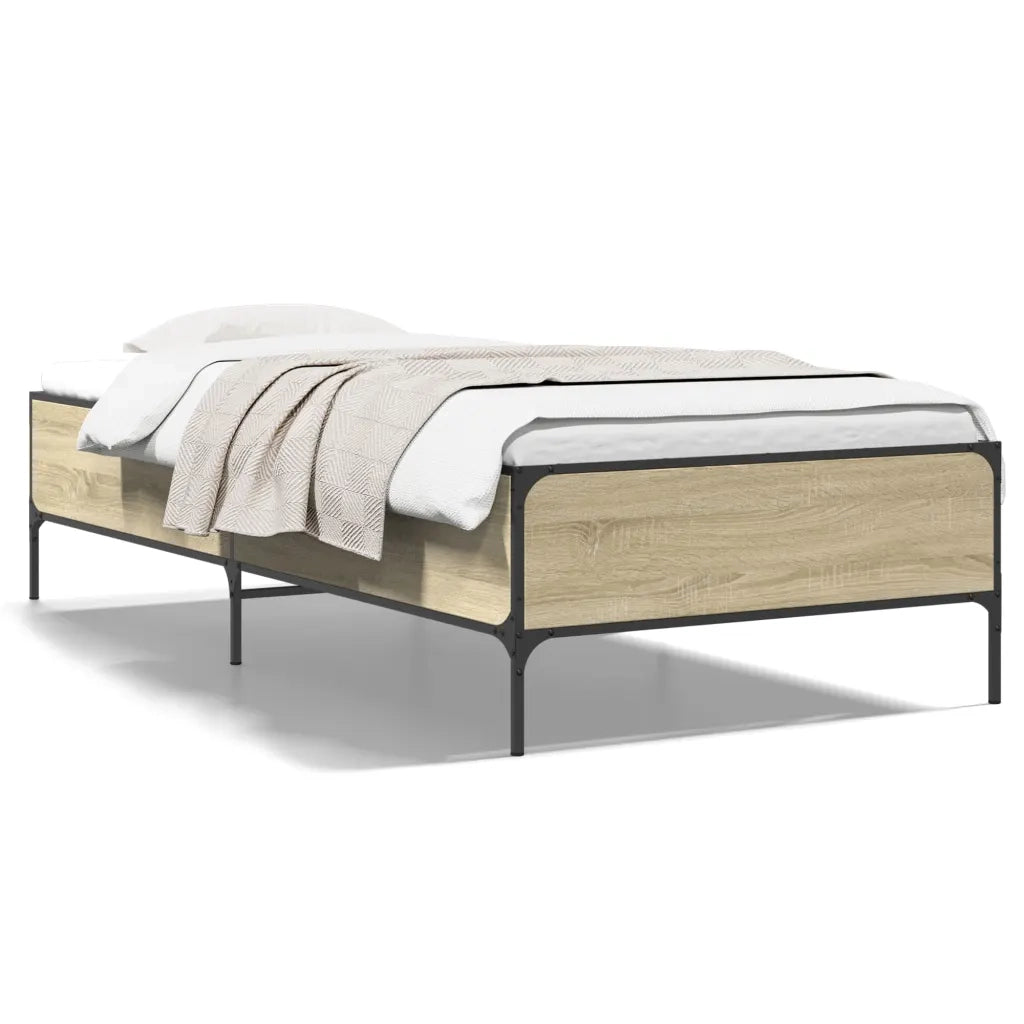 Giroletto-Struttura Letto Rovere Sonoma 75x190cm in Legno Multistrato e Metallo 950943