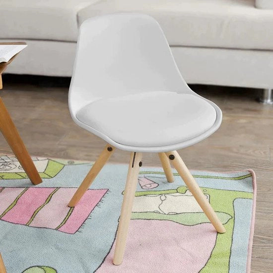 Sedia per bambini con sedile in pelle PU - bianca