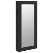 Armadio Portagioie con Specchio a Muro Nero 30x8,5x67 cm CFW8235059