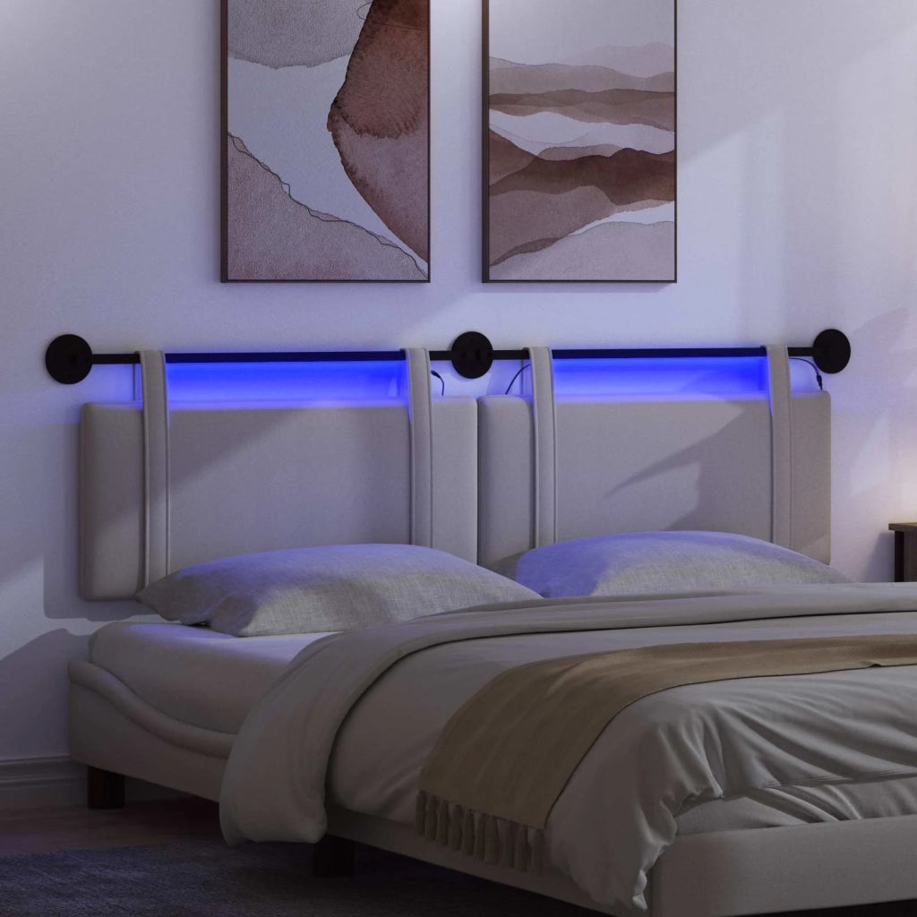 Testiera | Testata sospesa Con luce LED Grigio Nuvola Tessuto