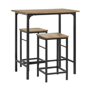 Set 3 Pezzi Tavolo con 2 sgabelli Mobile Bar per casa Stile Industriale Grigio, L80*P50*A88cm, Marrone OGT10-PF