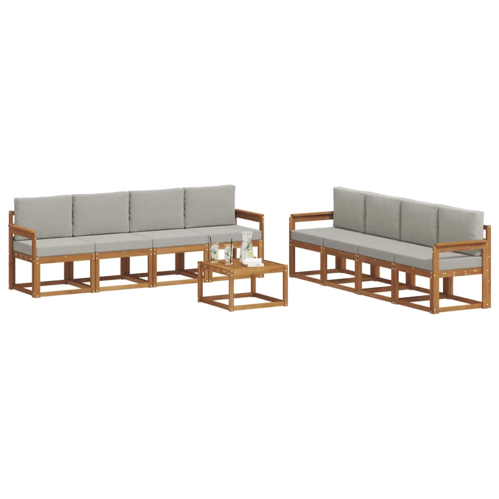 Set di divani da esterno 9 pcs Grigio Naturale e Chiaro 3366174