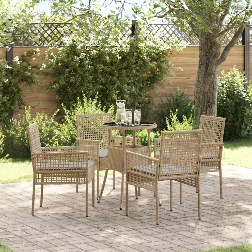 Set da Pranzo per Giardino 5 pz | Set Salotto da Giardino Beige polyrattan