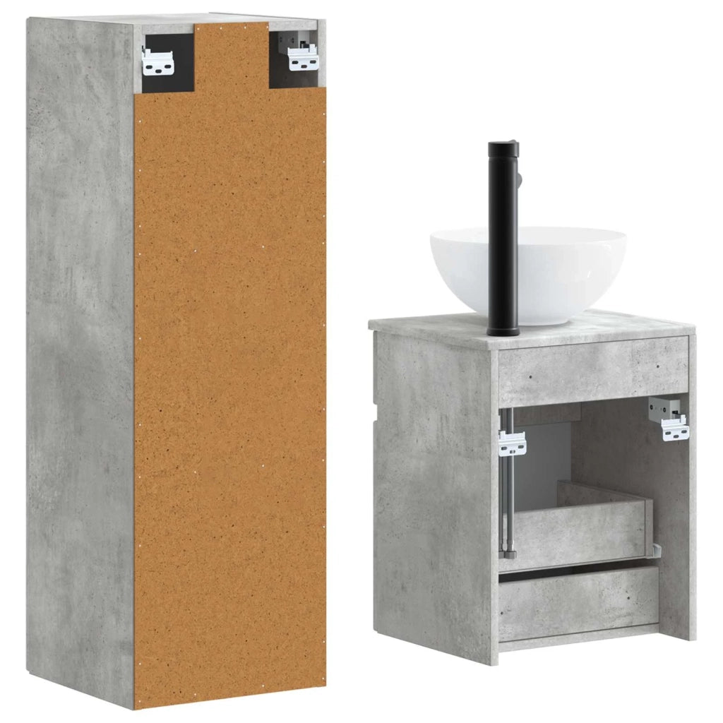 Set di mobili per il bagno 2 pz Grigio Cemento 3406136