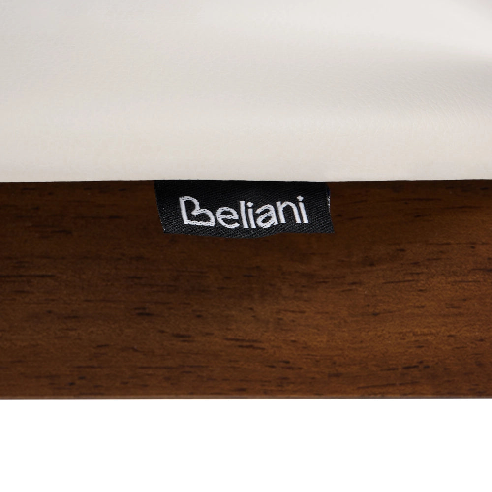 Set di 2 sedie da pranzo con struttura in legno di gomma marrone e seduta in ecopelle bianco sporco senza braccioli design scandinavo