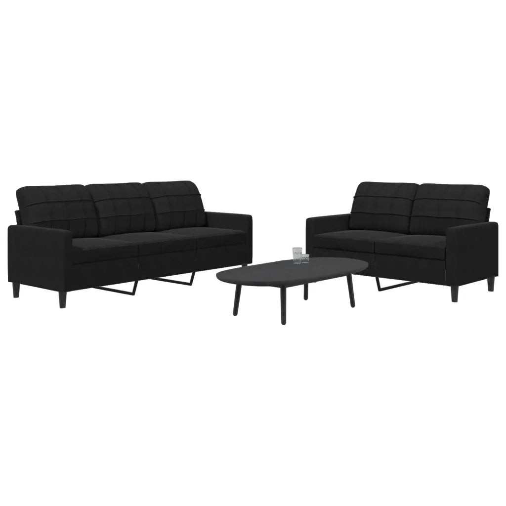 vidaXL Set di Divani 2 pz con Cuscini Nero in Velluto