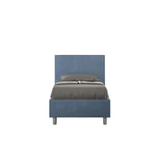 Letto singolo senza rete imbottito 80x190 microfibra blu Adele