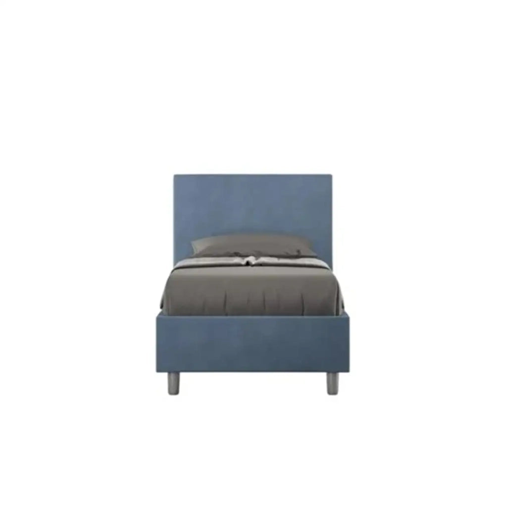Letto singolo senza rete imbottito 80x190 microfibra blu Adele