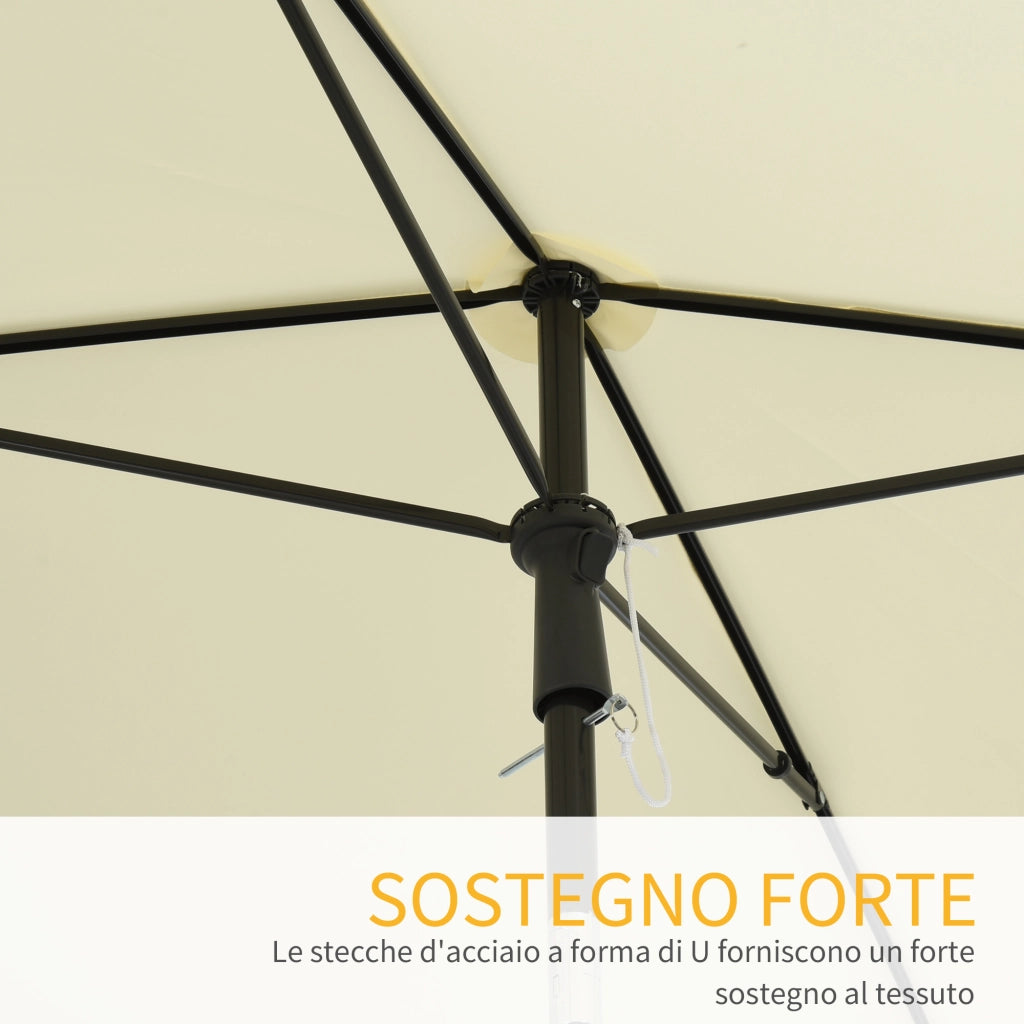 Easycomfort Ombrellone da Giardino Rettangolare 2x1.3 m con Inclinazione Regolabile e Palo in Alluminio, Beige e Nero