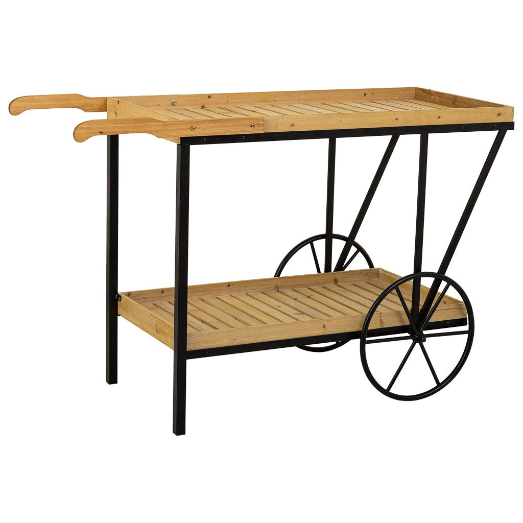 Carrello espositivo in metallo e legno marrone 125x50x80h