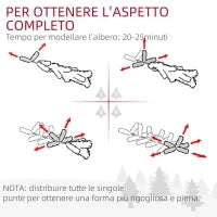 Albero di Natale Innevato a 2 Sezioni con 395 Rami in Metallo e Plastica, 46x46x180cm, Verde