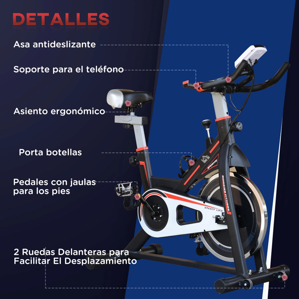 Bicicletta Statica con Volano 8 kg LCD Pulsimetro Sella e Manubrio Regolabili ¨C zephmum ¨C 103x48x115 cm Nero