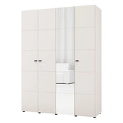 Armadio Camera da Letto Ifrane, Guardaroba Grande Appendiabiti, 155x208h cm Bianco Crema