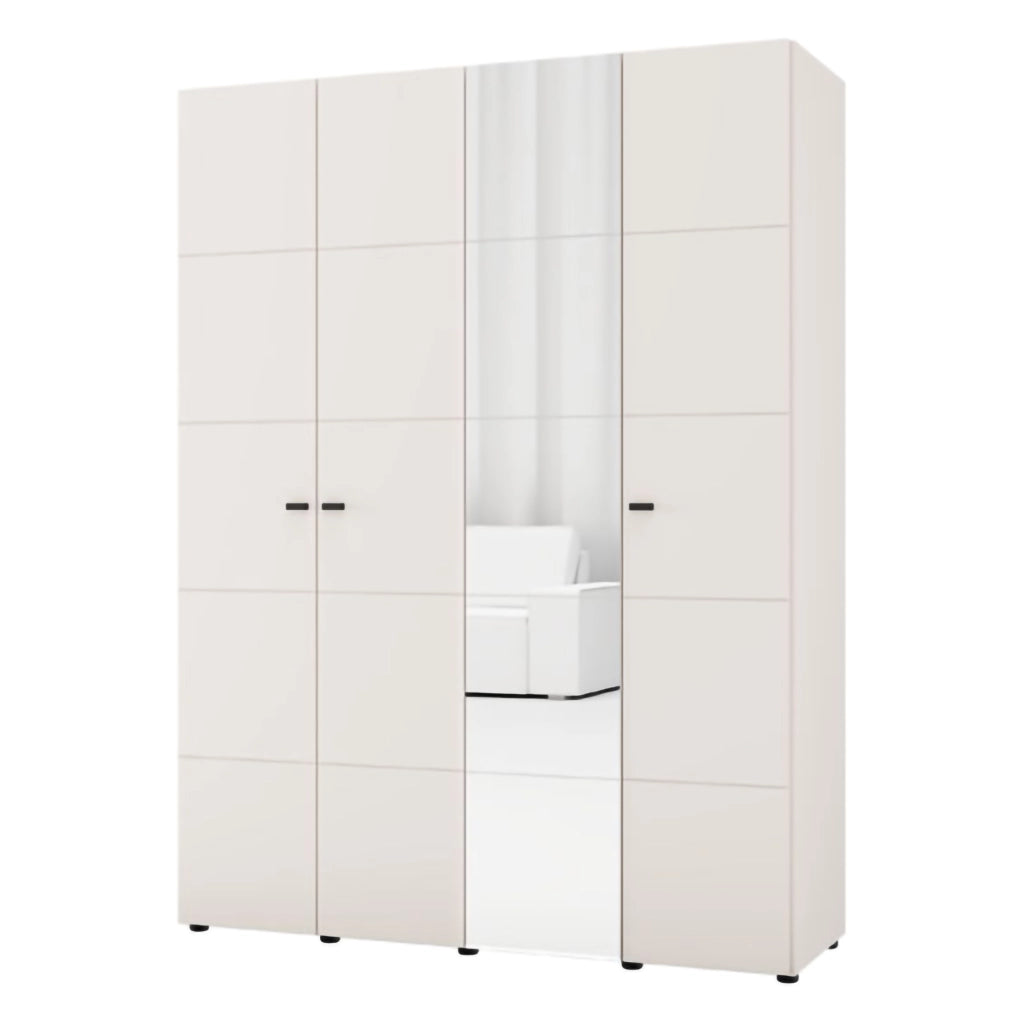 Armadio Camera da Letto Ifrane, Guardaroba Grande Appendiabiti, 155x208h cm Bianco Crema