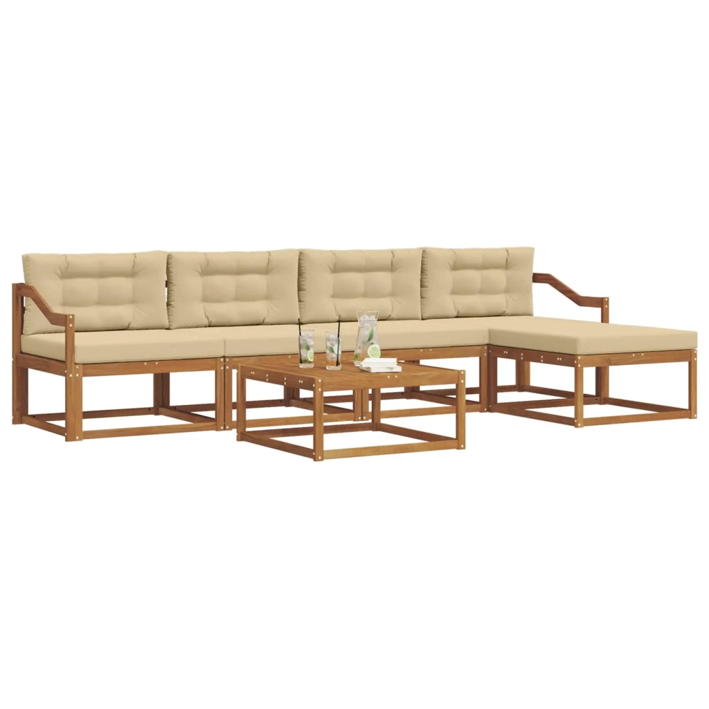 Set di divani da esterno con cuscino 6 pcs Naturale e Beige 3367491