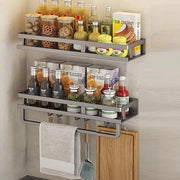 Due Pezzi di Appigli per Utensili da Cucina - 40 cm, Acciaio Inossidabile, 6 Ganci, Organizzatore