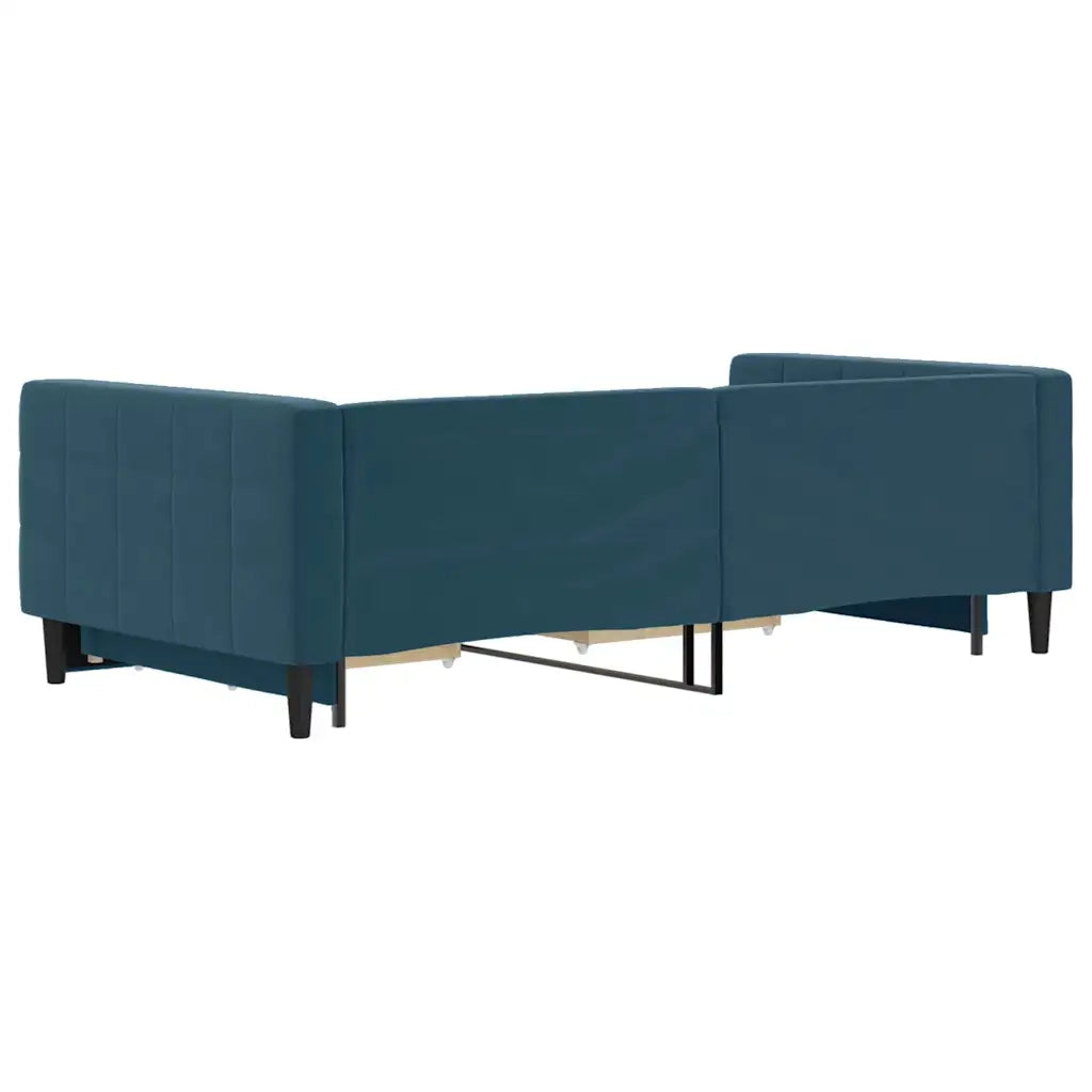 Divano Letto Estraibile con Cassetti Blu 100x200 cm in Velluto