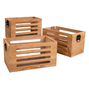 Set di 3 scatole in legno marrone