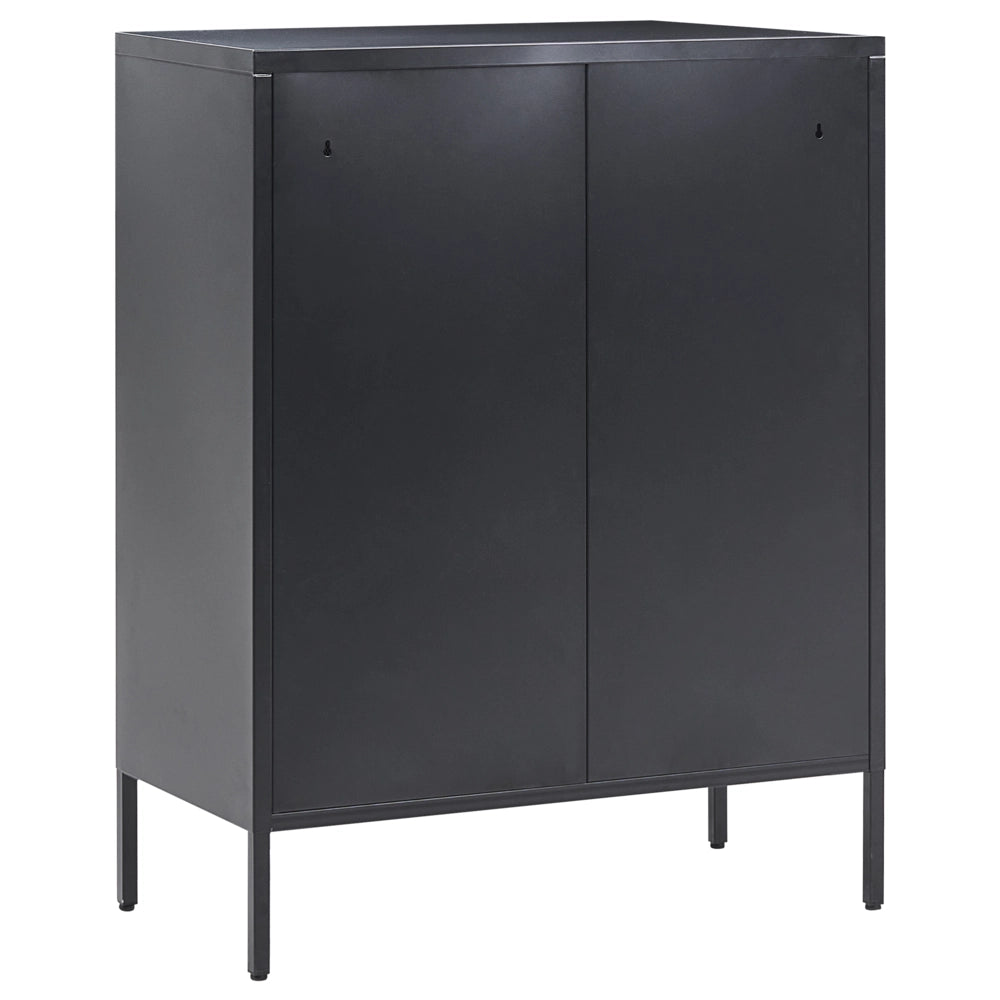 Cassettiera in colore metallo nero 2 ante trasparenti 80 x 40 x 102 cm moderno contemporaneo ufficio