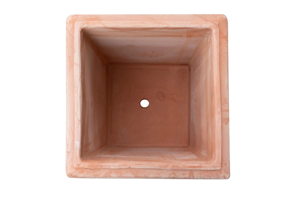 Biscottini Vaso cubo festonato in Terracotta 100% Made in Italy interamente Lavorata a Mano
