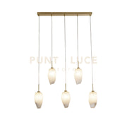 Rocky 5Lt Bar Pendant, metallo ottone satinato e vetro