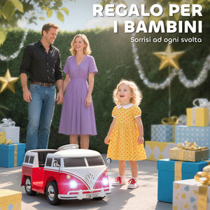 Macchina Elettrica per Bambini 89x49x41,5 cm Licenza Volkswagen T1 con Lettore MP3 in Metallo e PP Rosso