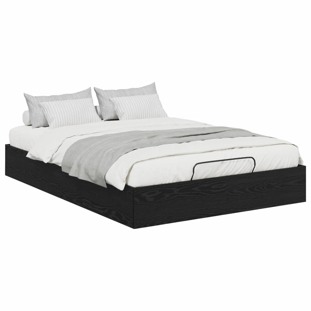 Letto ottomano con archiviazione Rovere Nero 193 x 135 x 25 cm 3409278