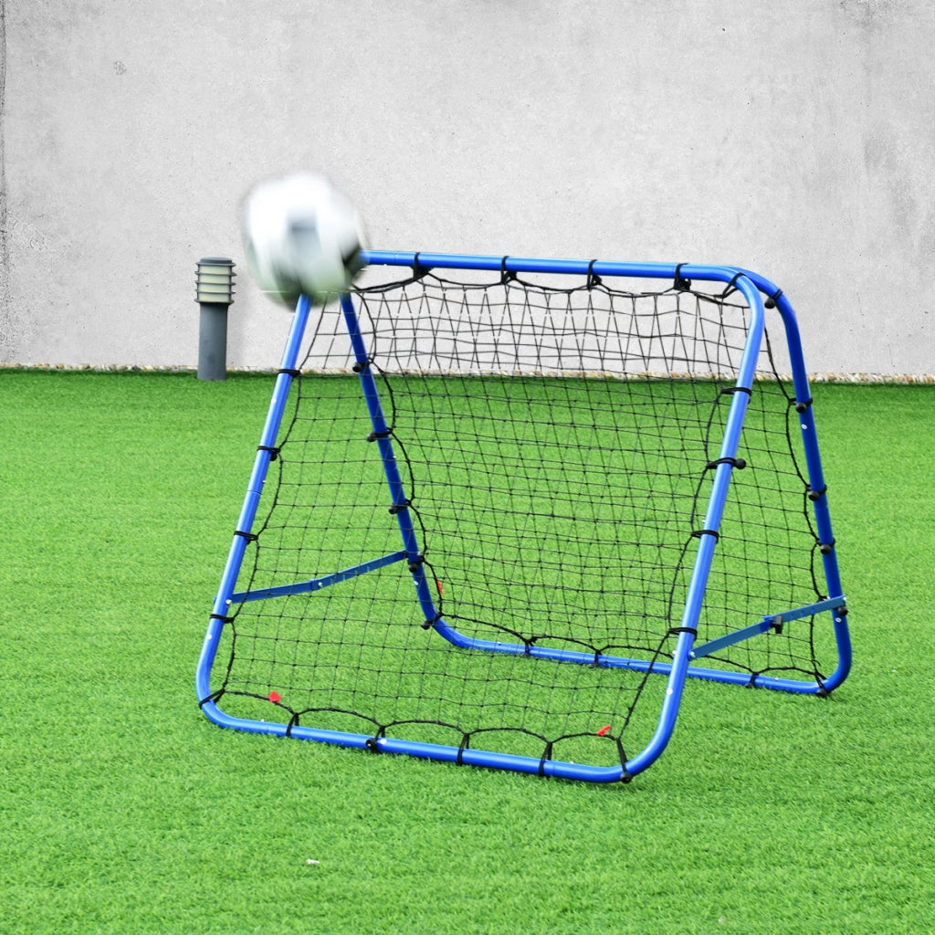 Rete di rimbalzo per calcio pieghevole con angoli regolabili, Rete di rimbalzo per calcio con picchetto u interno esterno Blu-Ricreazione outdoor
