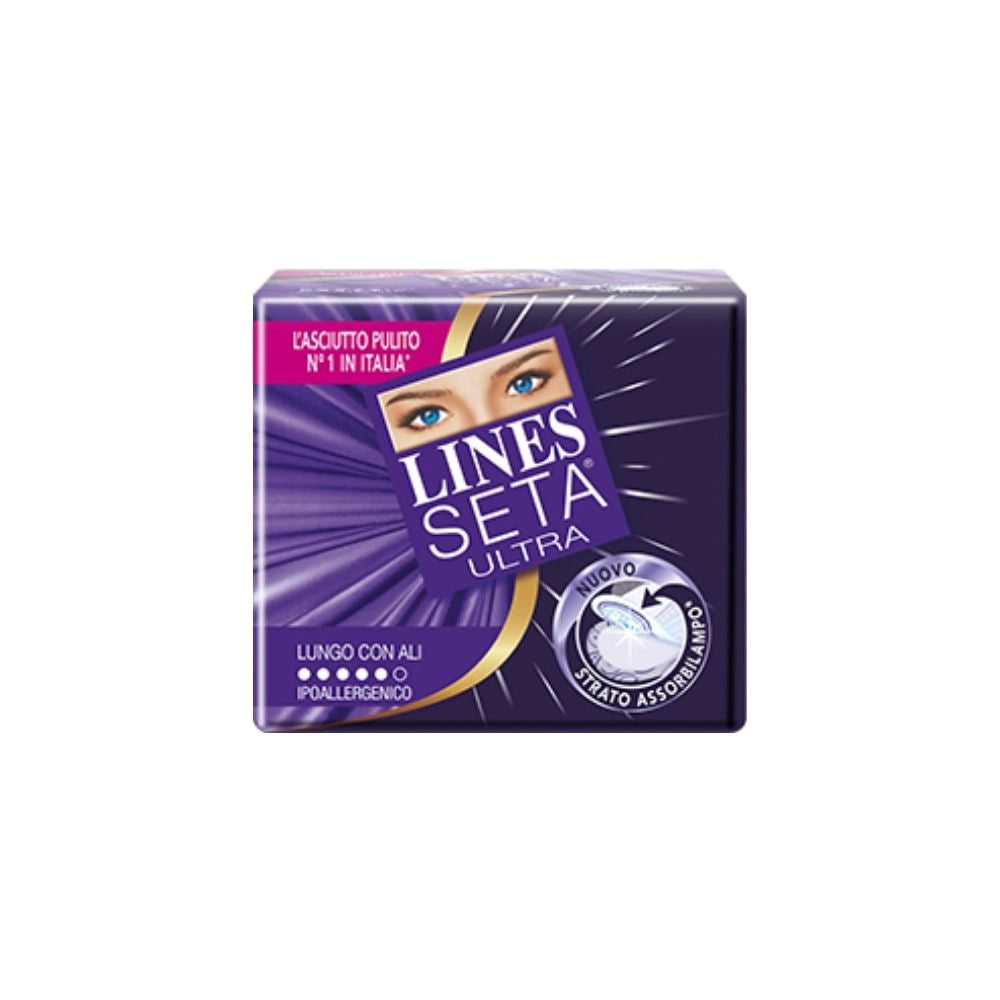 Assorbenti lines seta ultra lungo con ali flussi intensi confezione da 6 pezza da 11 assorbenti