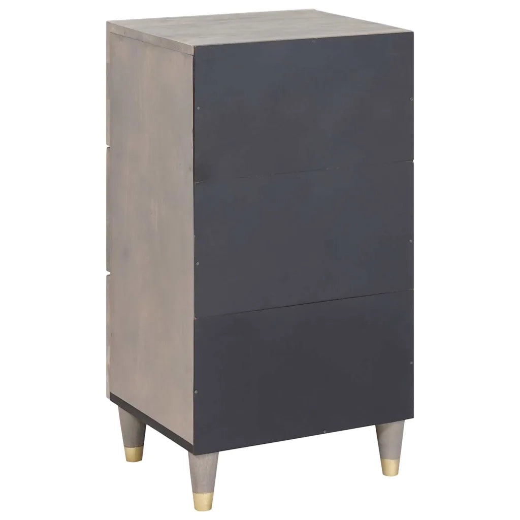 vidaXL Credenza Grigio e Oro 40 x 33.5 x 75 cm Legno massello di mango